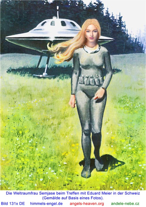 Die Weltraumfrau Semjase beim Treffen mit Eduard A. Meier